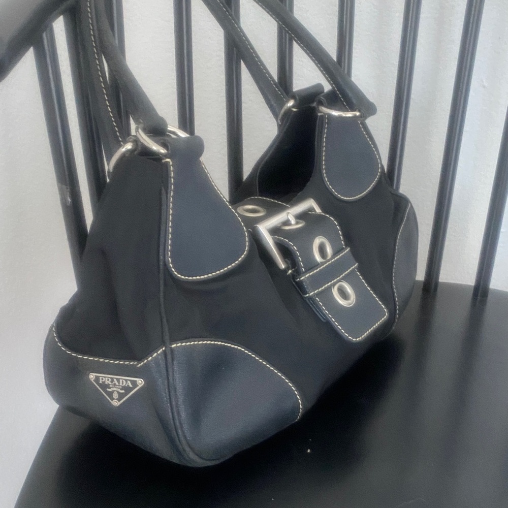 Prada Black Shoulder Bag with Silver Accents